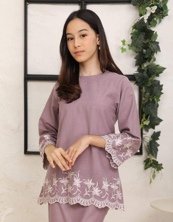 KIDS BAJU KURUNG PAHANG MODEN ADORA (MAUVE)